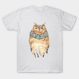 Watercolor Fancy Glamorous Owl T-Shirt